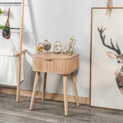 Nachtkastje met 1 lade van natuurlijk hout