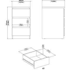 Nachtkastje Naia - 3 lades - greige