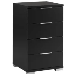 Nachtkastje Valencia - 4 lades - zwart