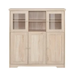Nanna - Kast met 2 glazen deuren en 3 deuren in eiken effect