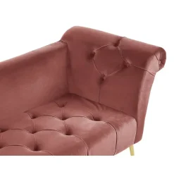 NANTILLY - Chaise longue - Roze - Symmetrisch - Fluweel