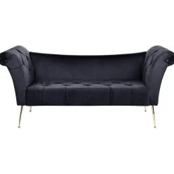 NANTILLY - Chaise longue - Zwart - Fluweel