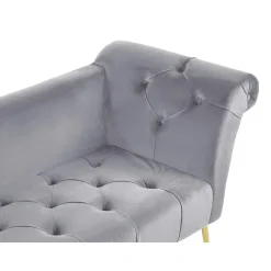NANTILLY - Chaise longue - Grijs - Symmetrisch - Fluweel