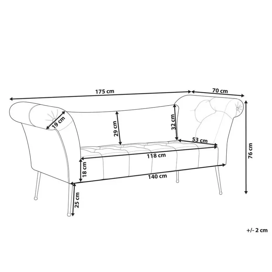 NANTILLY - Chaise longue - Groen - Symmetrisch - Fluweel