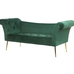 NANTILLY - Chaise longue - Groen - Symmetrisch - Fluweel