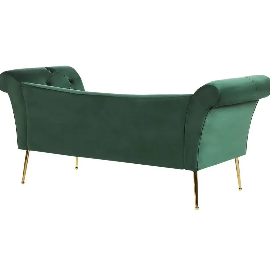 NANTILLY - Chaise longue - Groen - Symmetrisch - Fluweel