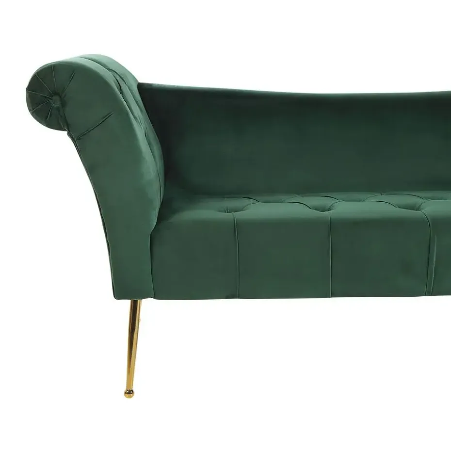 NANTILLY - Chaise longue - Groen - Symmetrisch - Fluweel