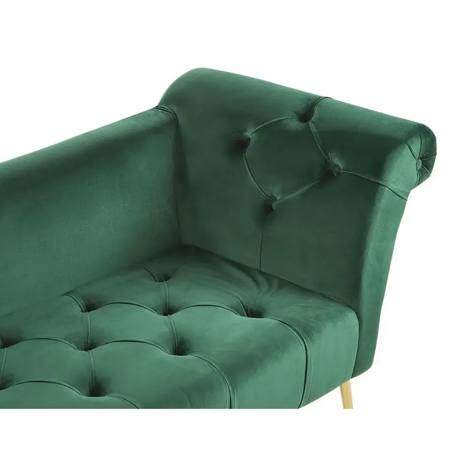 NANTILLY - Chaise longue - Groen - Symmetrisch - Fluweel