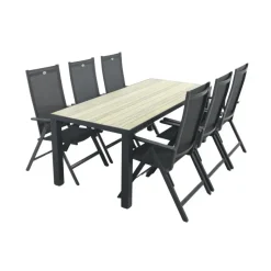 Napoli/Nola verstelbare tuinset 210x90 cm. - Antraciet/Houtlook