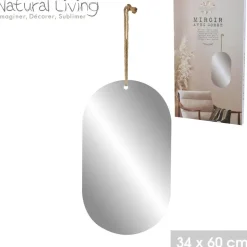 Natural Living spiegel - ovaal - jute touw - L36 x B61 cm