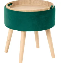 NEELY - Hocker met opbergruimte - Smaragdgroen - Fluweel