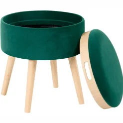 NEELY - Hocker met opbergruimte - Smaragdgroen - Fluweel