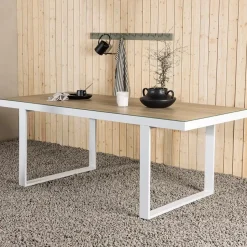 Nest outdoor Mathijs Tuintafel Aluminium Wit - met Glazen Tafelblad