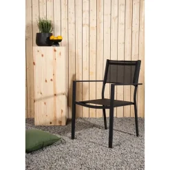 Nest outdoor Narda aluminium tuinstoel zwart - met armleuningen - set van 4