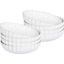 NETTLE - Diepe borden set van 8 - Wit - Steengoed