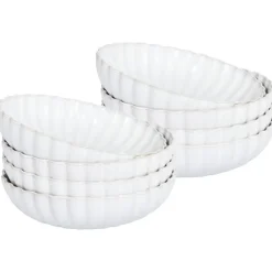 NETTLE - Diepe borden set van 8 - Wit - Steengoed