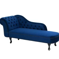 NIMES - Chaise longue - Blauw - Linkerzijde - Fluweel