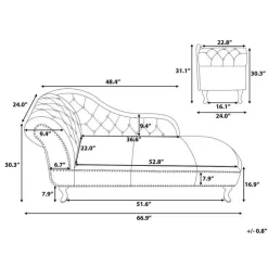 NIMES - Chaise longue - Grijs - Linkerzijde - Kunstleer