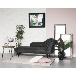 NIMES - Chaise longue - Grijs - Rechterzijde - Kunstsuède