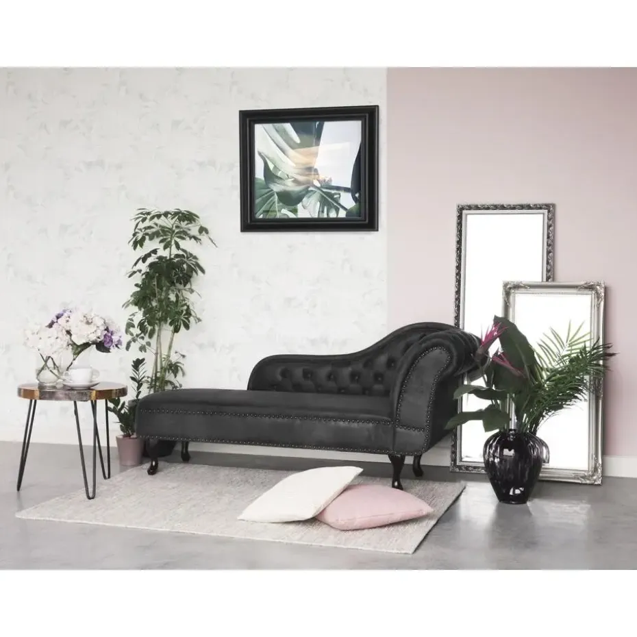 NIMES - Chaise longue - Grijs - Rechterzijde - Kunstsuède