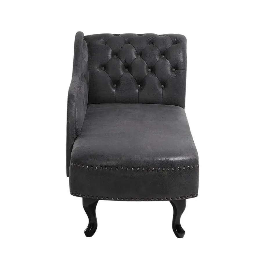 NIMES - Chaise longue - Grijs - Rechterzijde - Kunstsuède