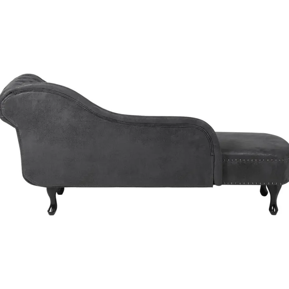 NIMES - Chaise longue - Grijs - Rechterzijde - Kunstsuède