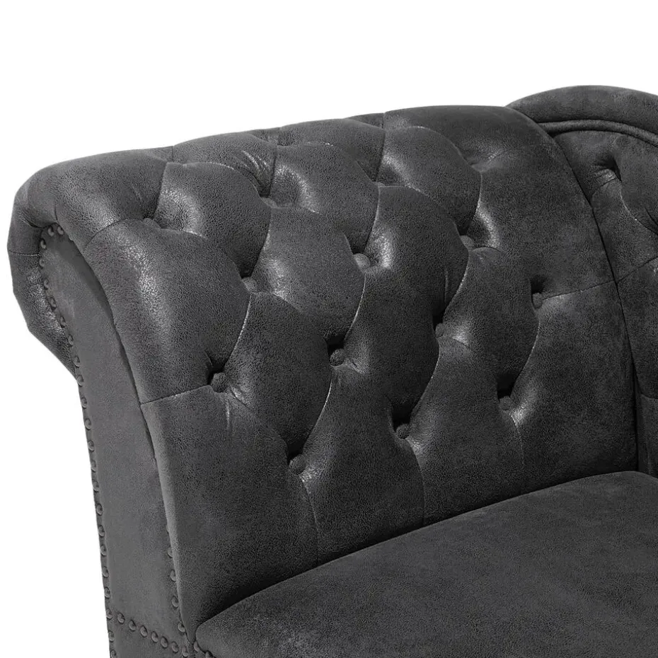 NIMES - Chaise longue - Grijs - Rechterzijde - Kunstsuède