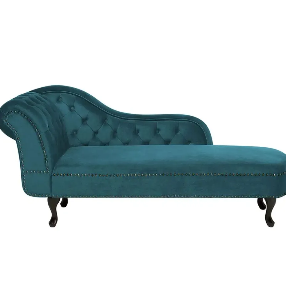 NIMES - Chaise longue - Groen Blauw - Linkerzijde - Fluweel