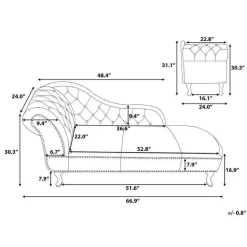 NIMES - Chaise longue - Groen Blauw - Linkerzijde - Fluweel