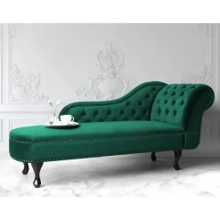 NIMES - Chaise longue - Groen - Rechterzijde - Fluweel