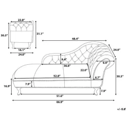 NIMES - Chaise longue - Groen - Rechterzijde - Fluweel