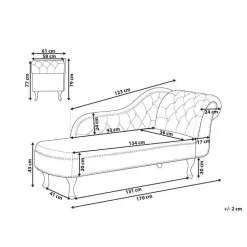 NIMES - Chaise longue - Zwart - Rechterzijde - Fluweel