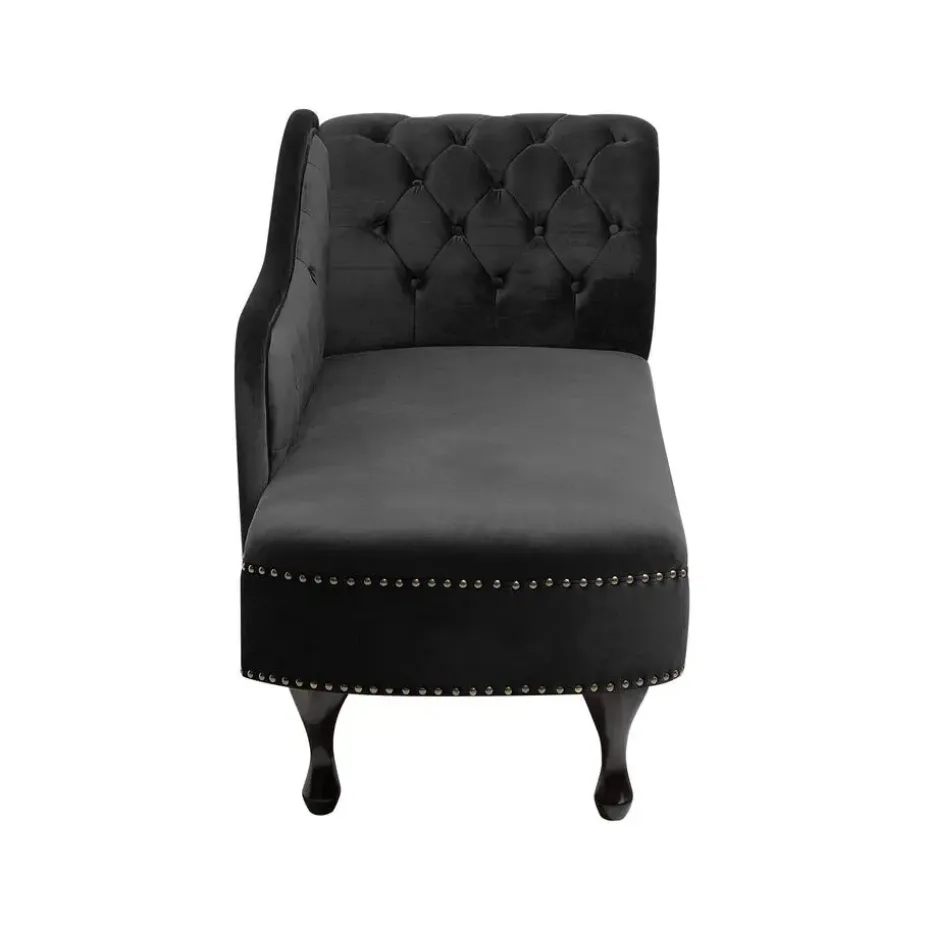 NIMES - Chaise longue - Zwart - Rechterzijde - Fluweel