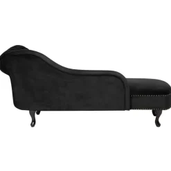 NIMES - Chaise longue - Zwart - Rechterzijde - Fluweel