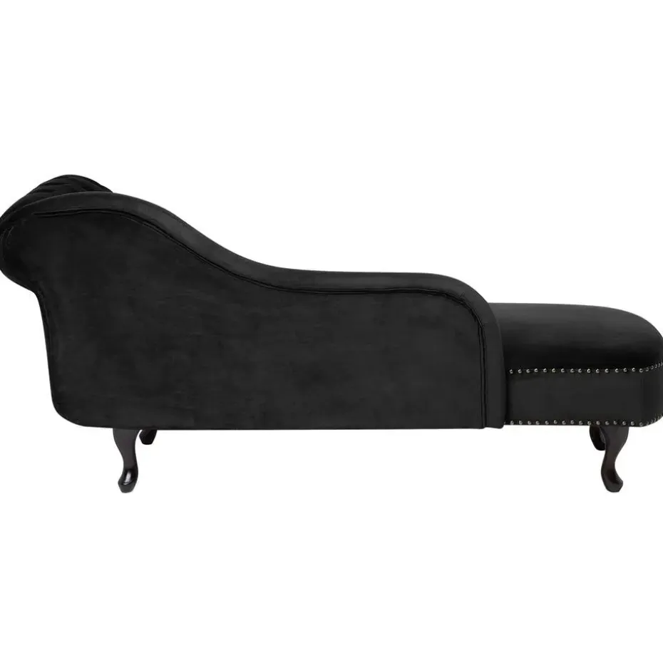 NIMES - Chaise longue - Zwart - Rechterzijde - Fluweel
