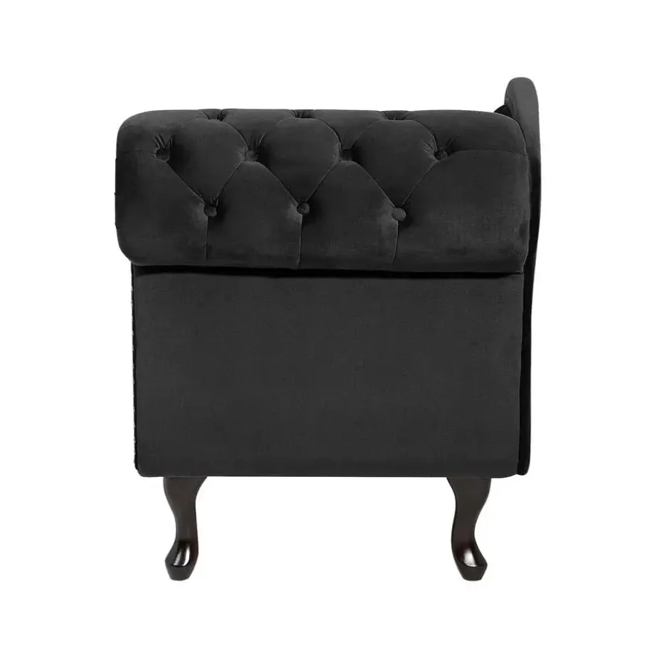 NIMES - Chaise longue - Zwart - Rechterzijde - Fluweel