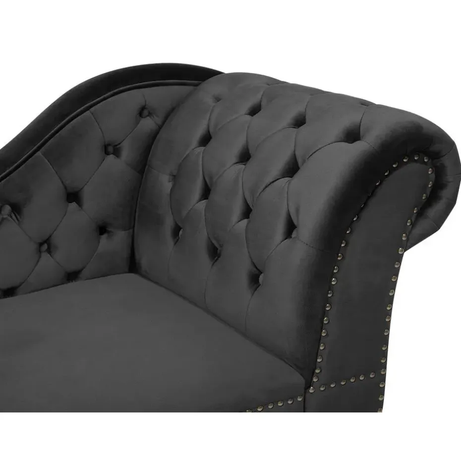 NIMES - Chaise longue - Zwart - Rechterzijde - Fluweel