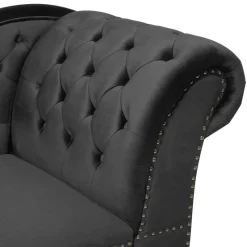 NIMES - Chaise longue - Zwart - Rechterzijde - Fluweel