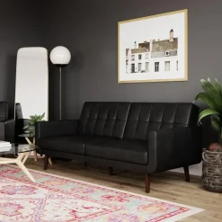 Nola - Slaapbank 3 zits in kunstleer Zwart