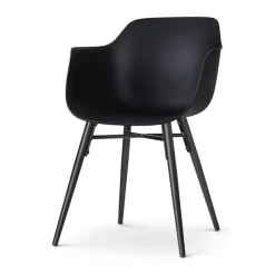 Nolon Nena-Puk Eetkamerstoel Zwart - Armleuning - Zwarte Houten Poten