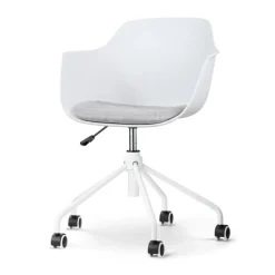 Nolon Nout-Liz Bureaustoel Wit - Lichtgrijs Kussen - Wit Onderstel