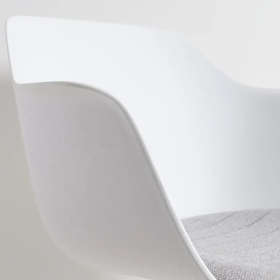 Nolon Nout-Liz Bureaustoel Wit - Lichtgrijs Kussen - Wit Onderstel