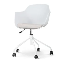 Nolon Nout-Liz Bureaustoel Wit - Beige Kussen - Wit Onderstel