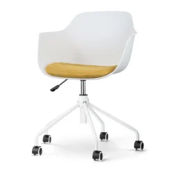 Nolon Nout-Liz Bureaustoel Wit - Okergeel Kussen - Wit Onderstel