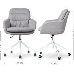 Nolon Nout-Mia Bureaustoel Grijs - met Armleuning - Wit