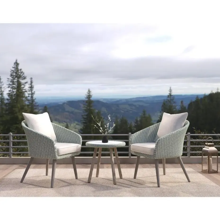 Nordic Home - Seth bistro set wicker - grijs/hout