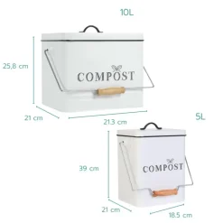 Nordix Compostbak met Deksel Set van 2 GFT Afvalbakje Aanrecht Keuken Prullen...