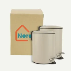 Nordix Pedaalemmer 3 Liter 2 stuks Badkamer Toilet Beige Metaal