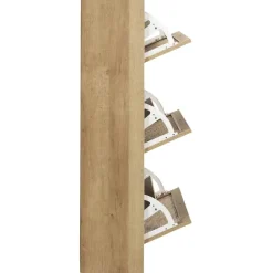 Nordix Schoenenkast met 3 Lades Schoenen Opbergsysteem Rotan Bruin Hout