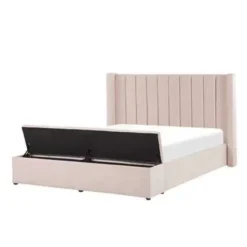 NOYERS - Bed met opbergruimte - Roze - 160 x 200 cm - Fluweel